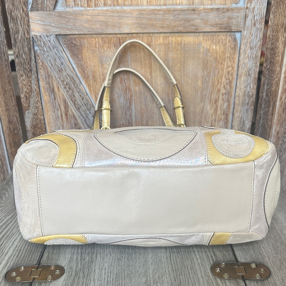 Coach 15748 Mia Inlaid Natural Multicolor Paten Leather Suede Tote Shoulder Bag - Picture 6 of 16